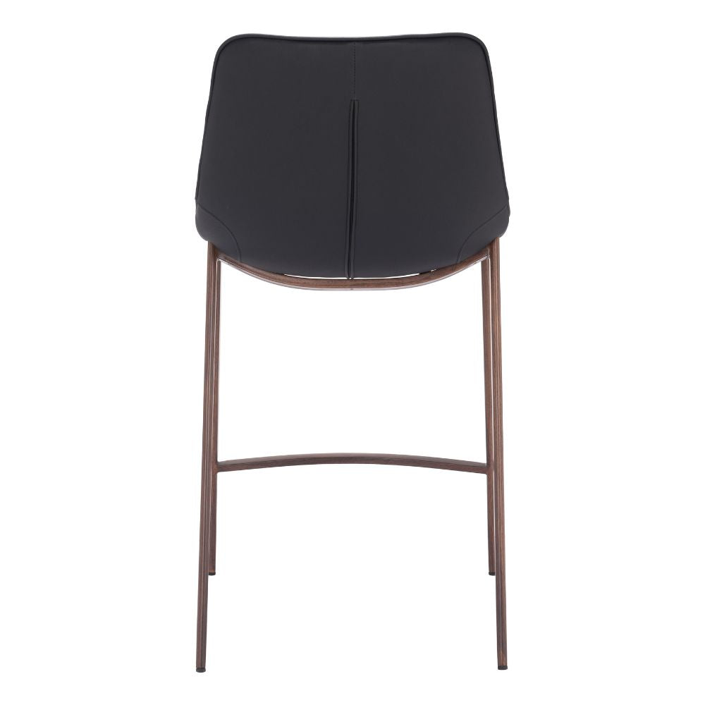 Black bar stool with bronze legs on a white background