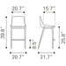 Dimensions of a chair and stool shown with measurements in inches.