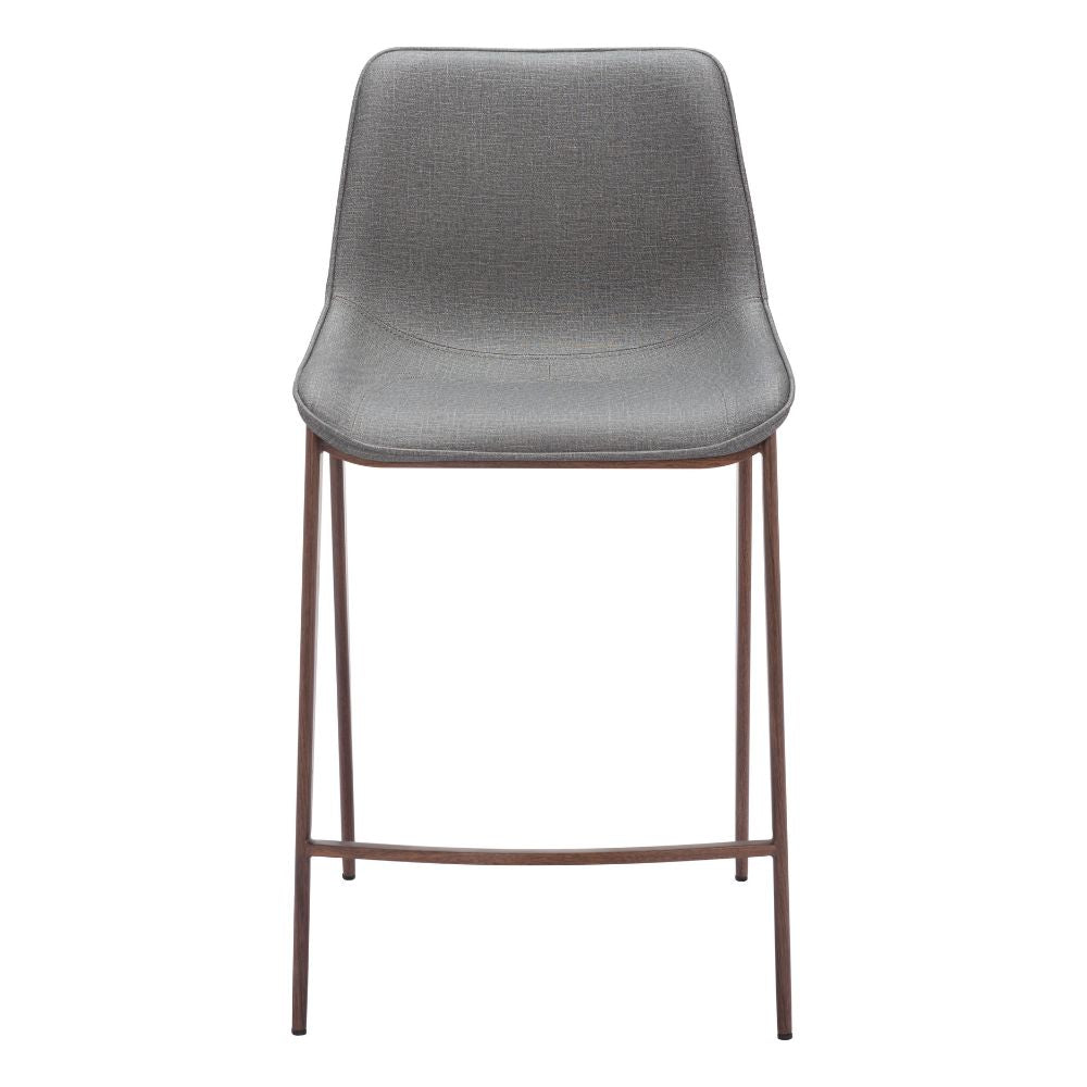 Gray bar stool with bronze legs on a white background