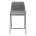 Gray bar stool with bronze legs on a white background