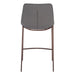 Gray bar stool with brown metal legs on a white background