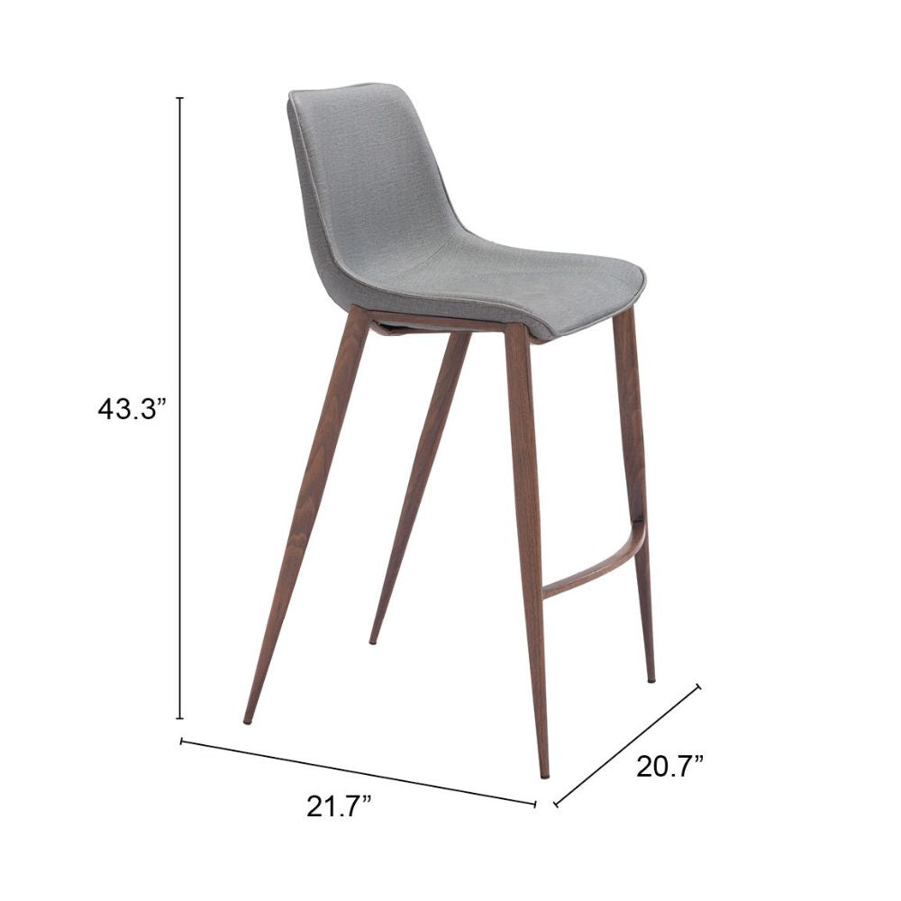 Magnus Barstool (Set of 2) Slate Gray & Walnut