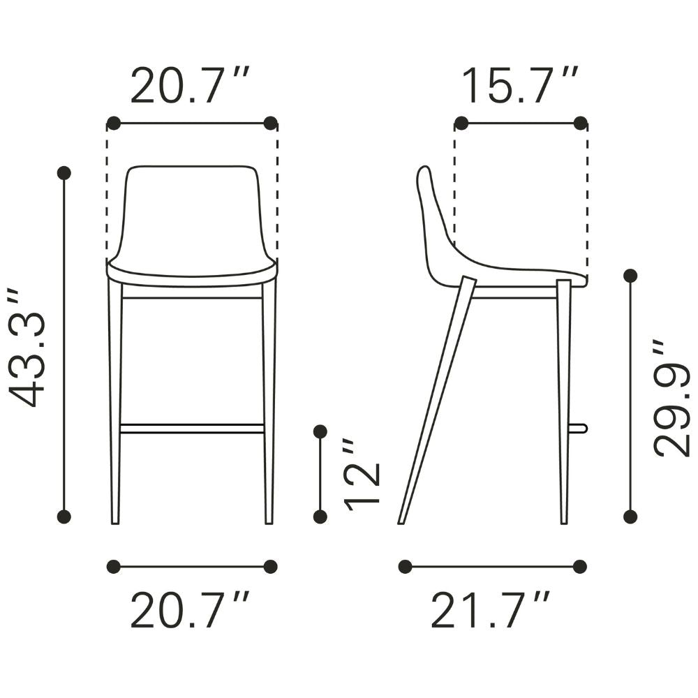 Magnus Barstool (Set of 2) Slate Gray & Walnut