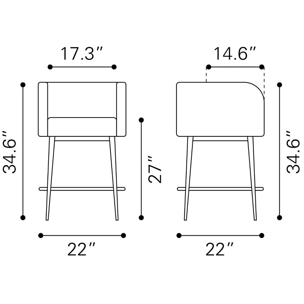Dimensions of two bar stools with measurements in inches.