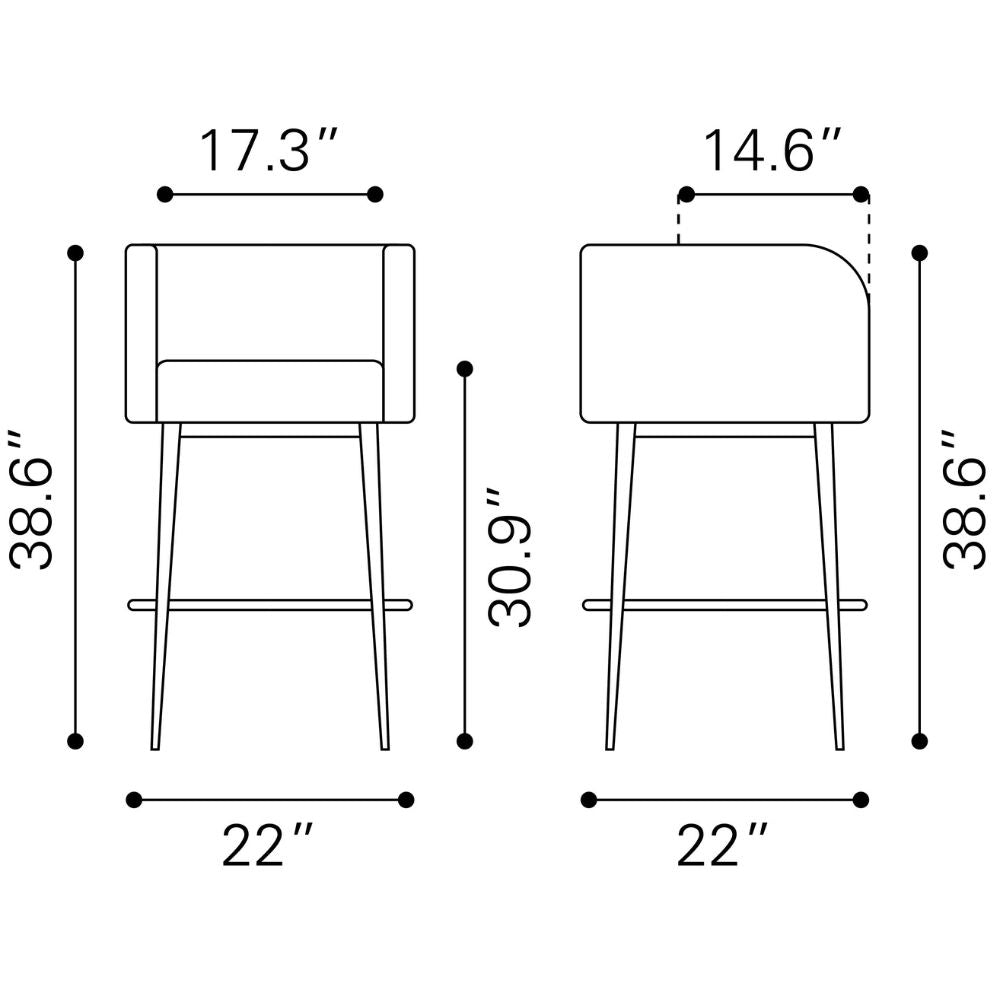 Horbat Barstool (Set of 2) Brown