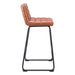 Brown bar stool with black metal legs on a white background