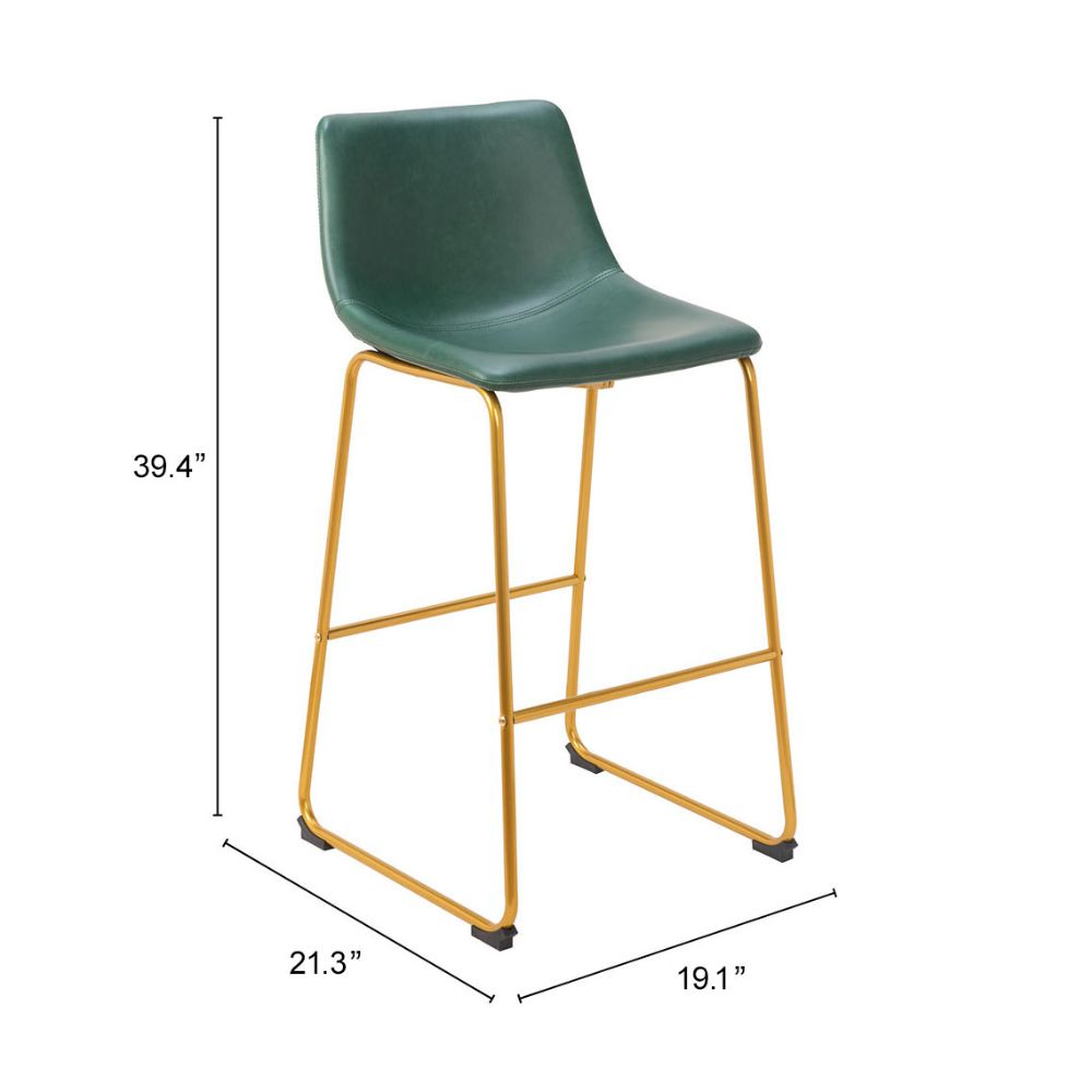 Augusta Barstool (Set of 2) Green & Gold