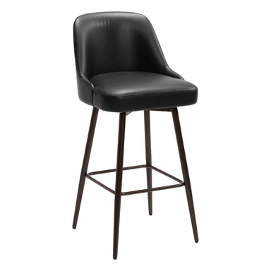 Black bar stool with a white background