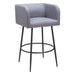 Gray bar stool with black metal legs on a white background