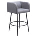 Gray bar stool with black metal legs on a white background