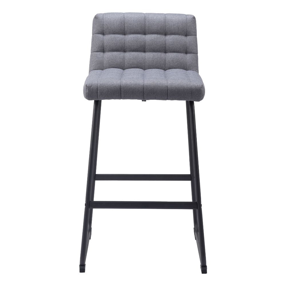 Gray bar stool with black legs on a white background