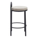 Bar stool with a gray cushioned seat on a white background