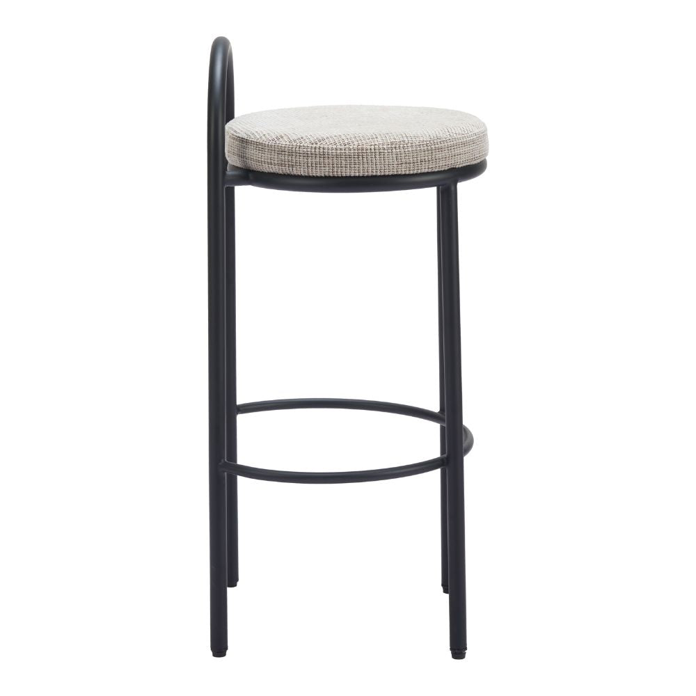 Bar stool with a cushioned seat on a white background
