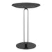Black side table with a minimalist design on a white background