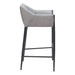 Gray bar stool with black legs on a white background