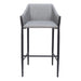 Gray bar stool with black legs on a white background