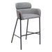 Gray bar stool with black legs on a white background