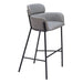 Gray bar stool with black legs on a white background