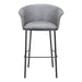 Gray bar stool with black metal legs on a white background