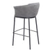 Gray bar stool with black metal legs on a white background