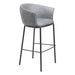 Gray bar stool with black metal legs on a white background