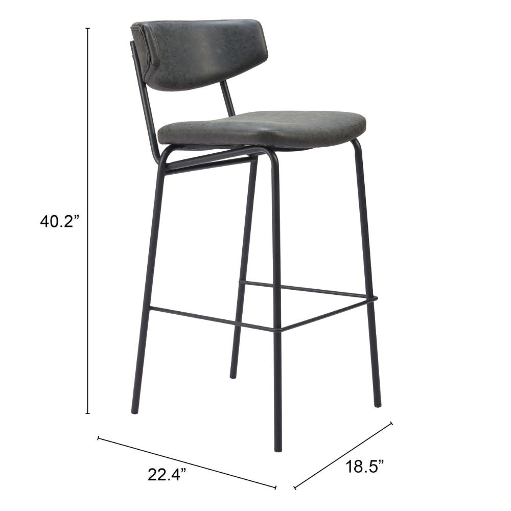 Charon Barstool (Set of 2) Vintage Black