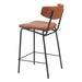 Brown bar stool with black metal frame on a white background