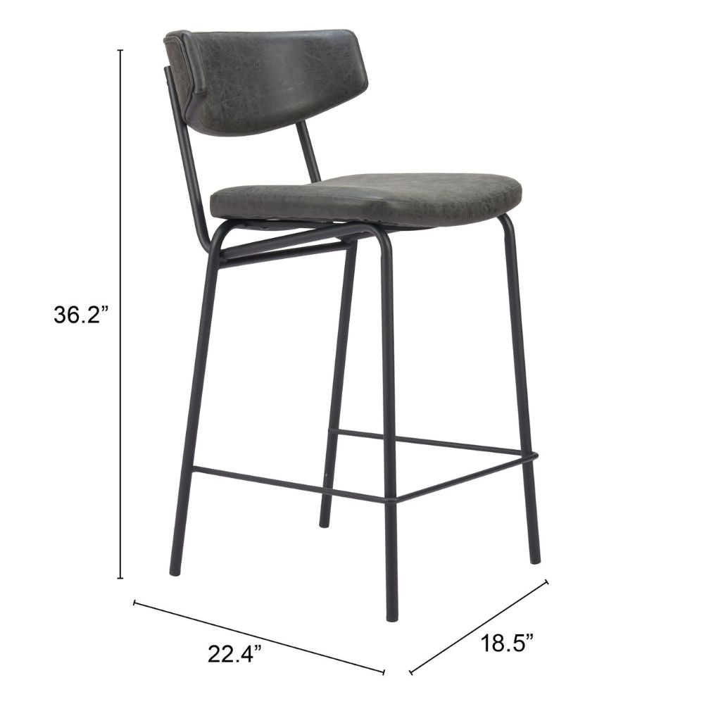 Charon Counter Stool (Set of 2) Vintage Black