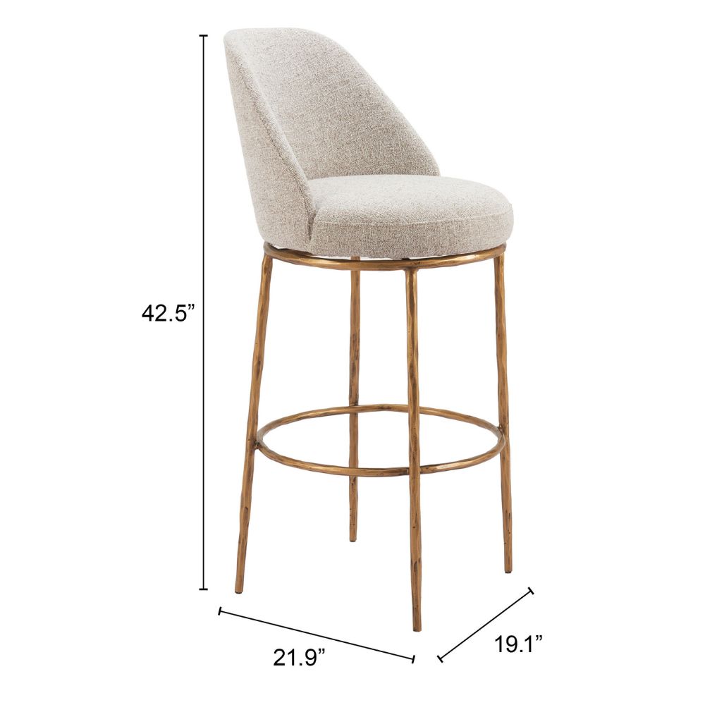 Bar stool with dimensions labeled on a white background