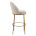 Beige bar stool with gold metal frame on a white background