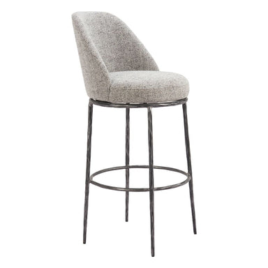 Gray bar stool with metal legs on a white background