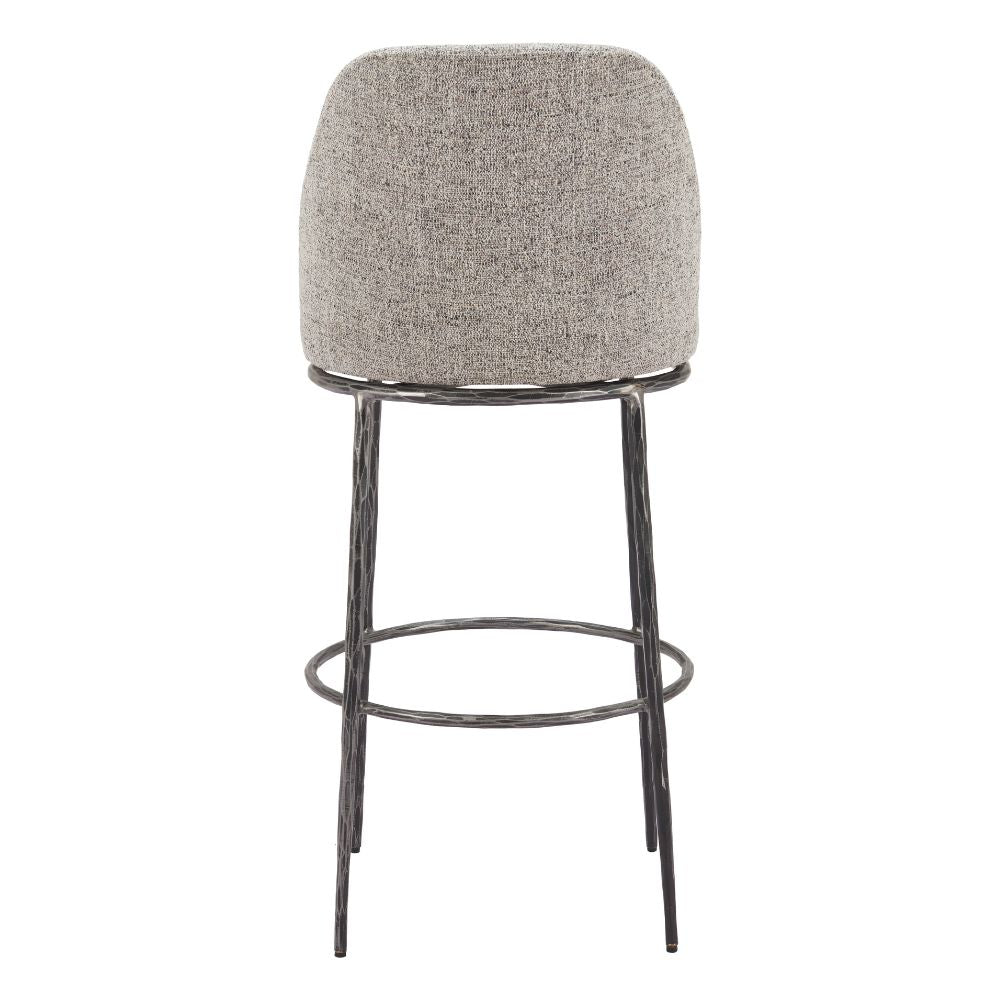 Gray bar stool with metal legs on a white background