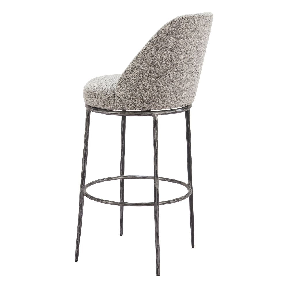 Gray bar stool with metal legs on a white background