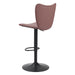 Bar stool with a pink seat and black base on a white background