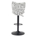 Bar stool with black and white patterned seat on a white background