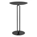 Black side table with a minimalist design on a white background