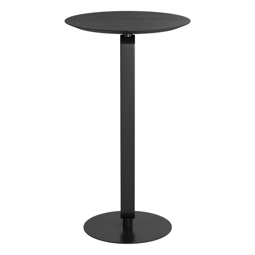 Black round bar table on a white background