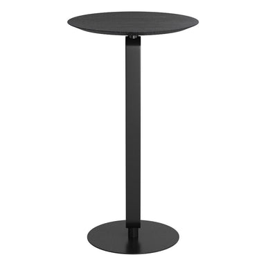 Black round bar table on a white background