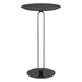 Black side table with a minimalist design on a white background