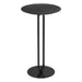 Black side table with a minimalist design on a white background