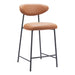 Tan bar stool with black metal legs on a white background