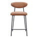 Brown bar stool with black metal legs on a white background
