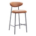 Brown bar stool with black metal legs on a white background