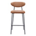 Brown bar stool with black metal legs on a white background