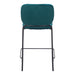 Teal bar stool with black metal frame on a white background