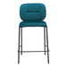 Teal bar stool with black metal legs on a white background
