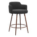 Dark gray bar stool with wooden legs on a white background
