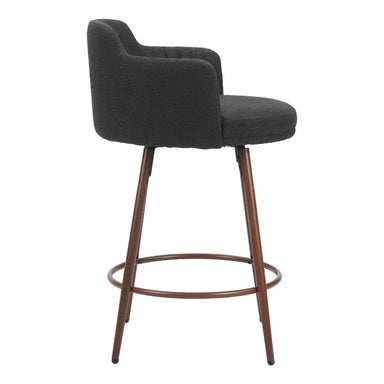 Dark gray bar stool with wooden legs on a white background