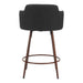 Black bar stool with brown metal legs on a white background
