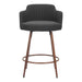 Dark gray bar stool with wooden legs on a white background